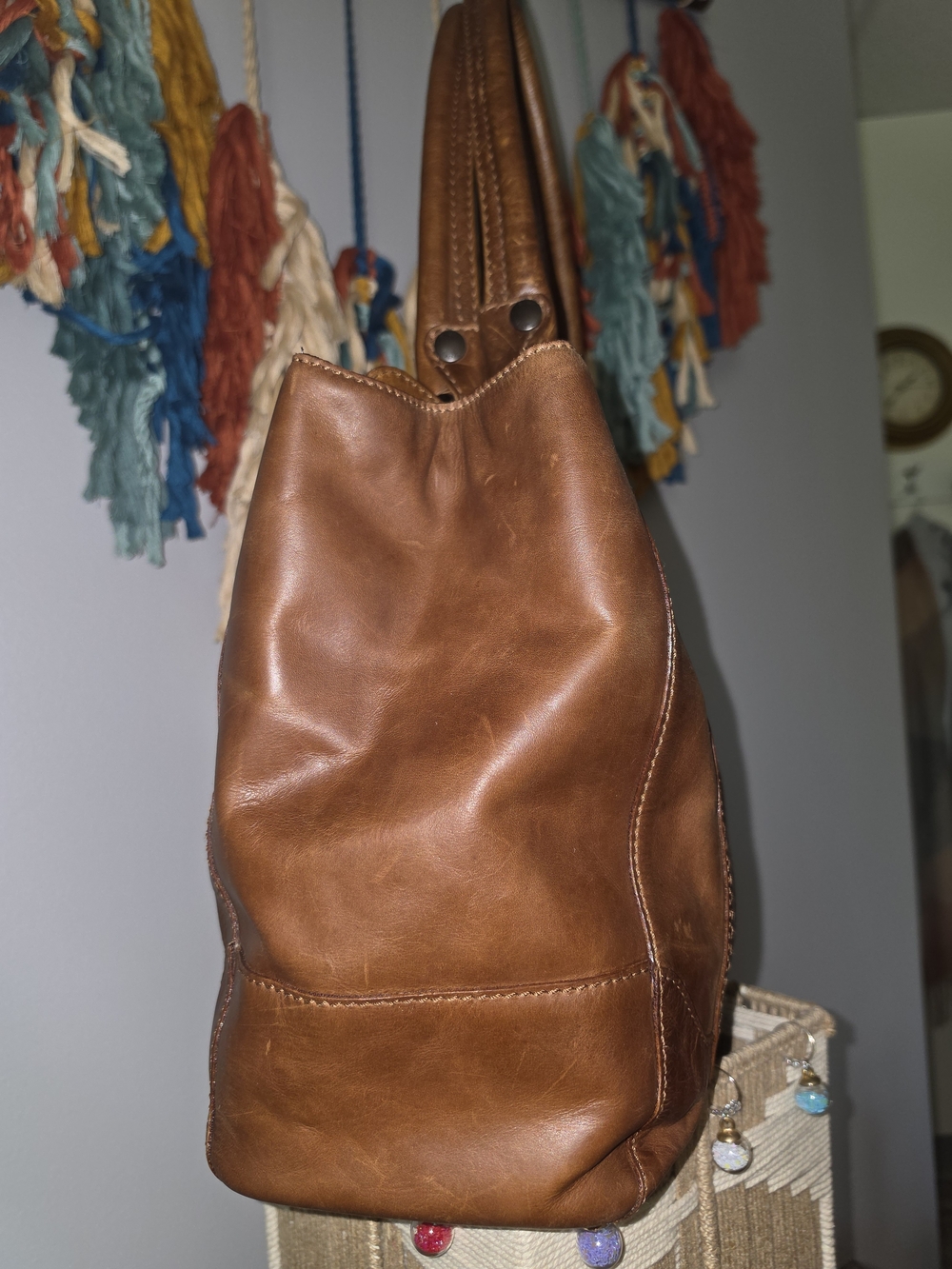 FRYE MELISSA Brown/Cognac Leather Tote Bag - Picture 6 of 13